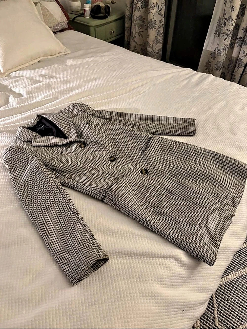 Club Monaco Women's Checked Pea Coat Size XS/P Like New